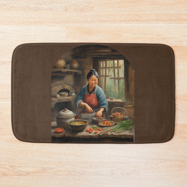 Item preview, Woman Cooking in Rustic Kitchen  designed and sold by Diclebaybas.