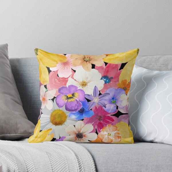 Aperçu de l'œuvre Collage de fleurs à l'aquarelle – Motif de fleurs sauvages colorées créée et vendue par CHAYOST.