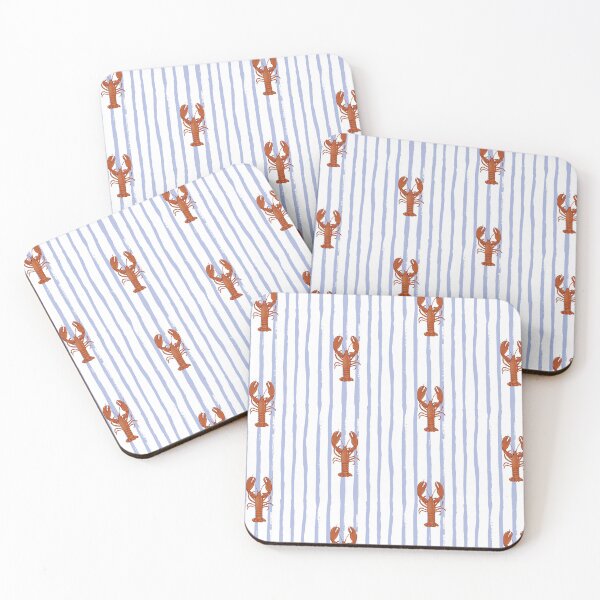 Item preview, Nautical lobster pattern – blue and white stripes & sea creature design for beach lovers designed and sold by ella. artwork.