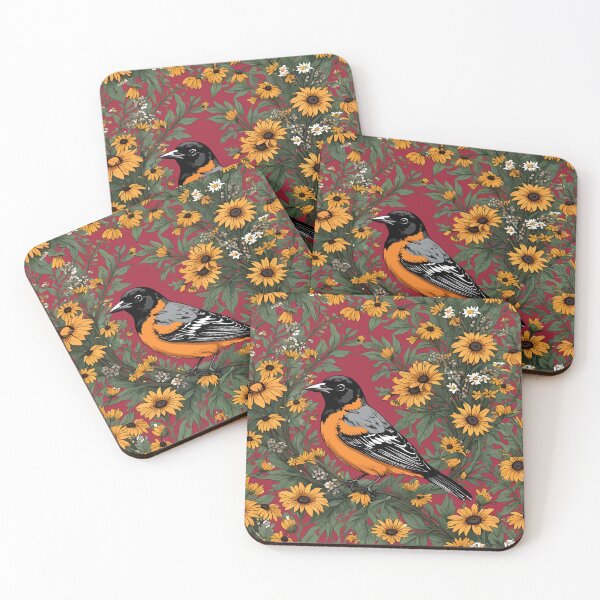 Item preview, Baltimore Oriole Bird And Black Eyed Susan Flowers designed and sold by taiche.