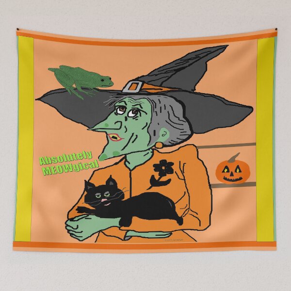 Item preview, Witch Holds Black Cat for a Meowgical Halloween designed and sold by kristalcurt.