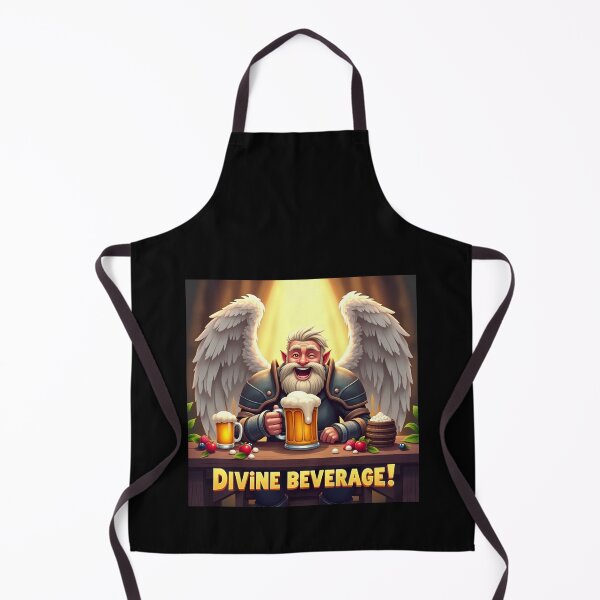 Item preview, An old angel sitting in a bar drinking beer with the large phrase "DIVINE BEVERAGE!". designed and sold by Giulivo Store Graphic.