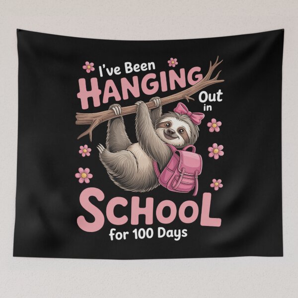 Artikelvorschau, Ich habe 100 Tage in der Schule rumgehangen, 100. Tag, Faultiermädchen entworfen und verkauft von DoorwayThreads.