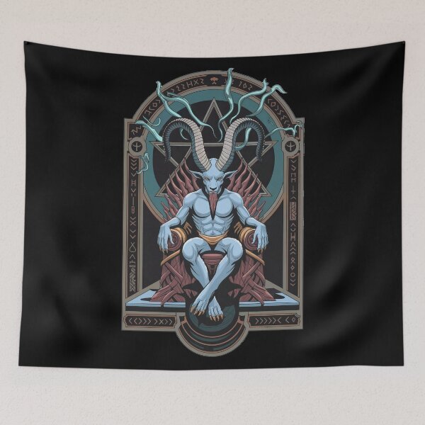 Item preview, Occult Goat Throne - Dark Fantasy Demonic Art designed and sold by DREAMINGROOSTER.