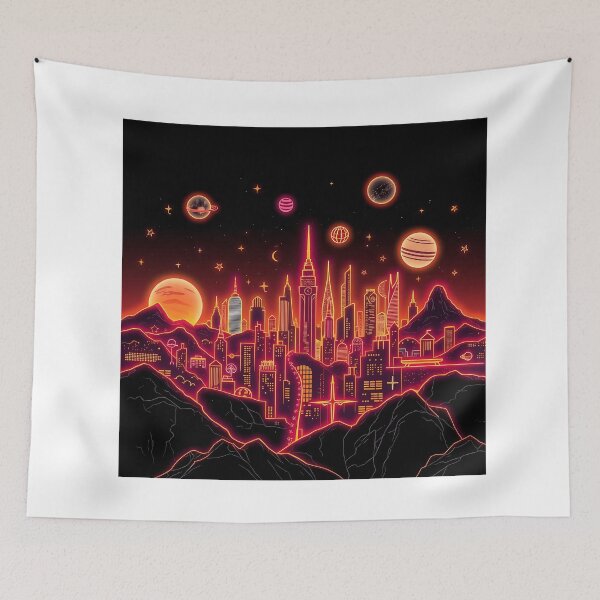 Item preview, Cosmic Skyline with Neon Elements designed and sold by sharon1210.