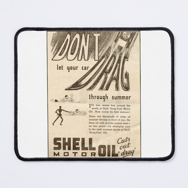 Item preview, 1936 Shell Drag-Free Oil Vintage Advert - Classic Stick Man Illustration - Retro Lubricant Advertising Art designed and sold by taspaul.