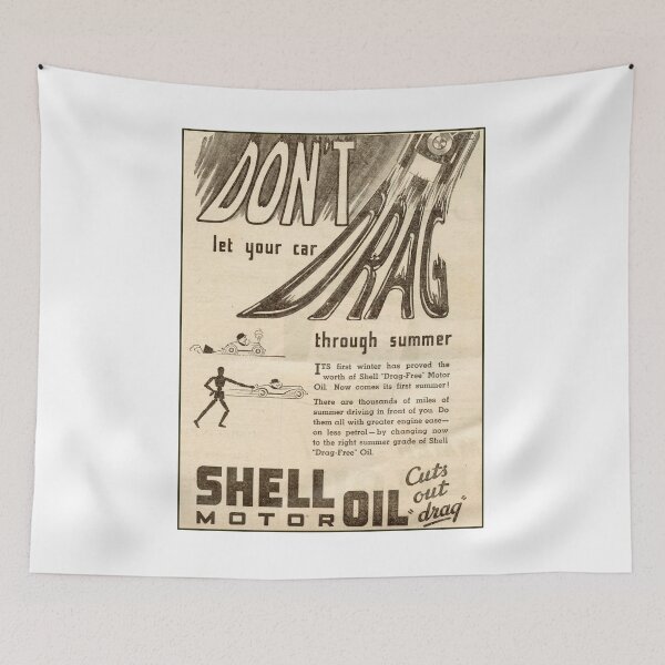 Item preview, 1936 Shell Drag-Free Oil Vintage Advert - Classic Stick Man Illustration - Retro Lubricant Advertising Art designed and sold by taspaul.