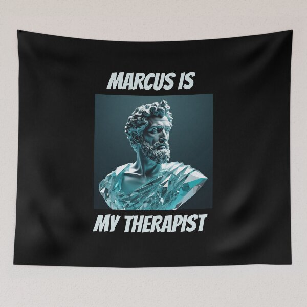 Item preview, Marcus is my Therapist - King Marcus Aurelius Aqua Diamond Crystal Stoic Statue designed and sold by LexaArtworks.