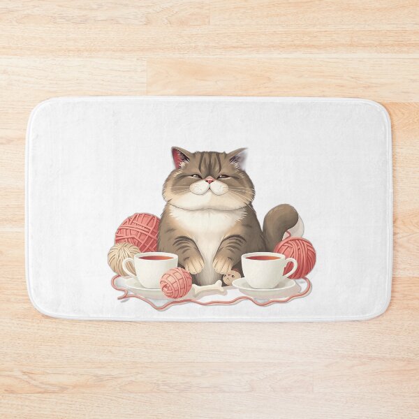 Item preview, Cozy Cat with Yarn and Teacups designed and sold by sharon1210.
