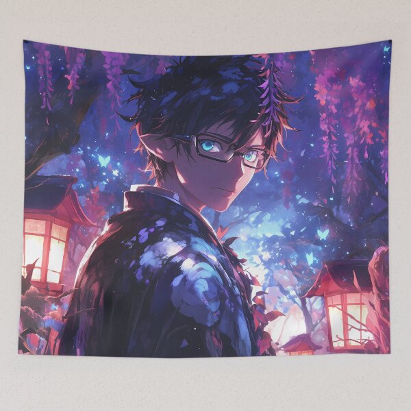 Item preview, Yukio Okumura Stoic Wisteria Lantern Night Blue Exorcist Anime designed and sold by mildaclairmo.