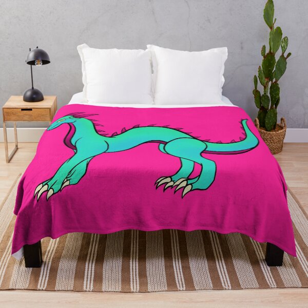 Vista previa del artículo con la obra «Dragón sin alas de color verde azulado y rosa», diseñado y vendido por EventideChaos.