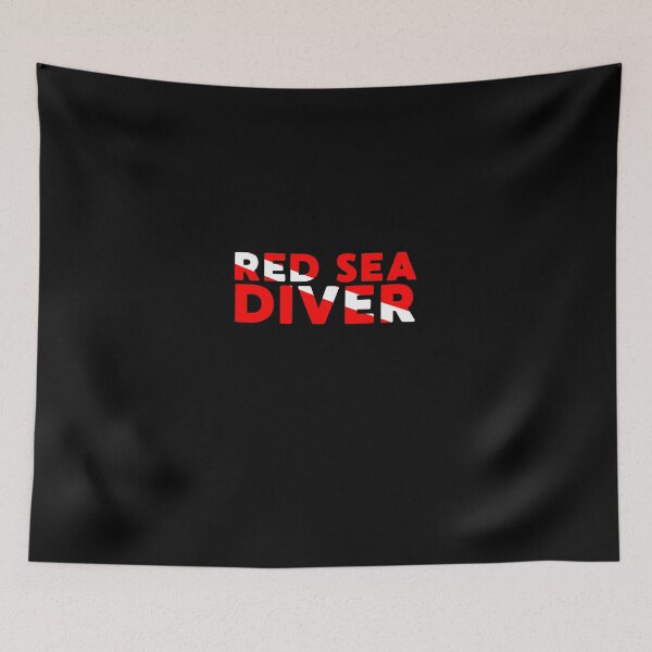 Item preview, Red Sea Diver - Scuba Diving Typography Design with Dive Flag designed and sold by DREAMINGROOSTER.
