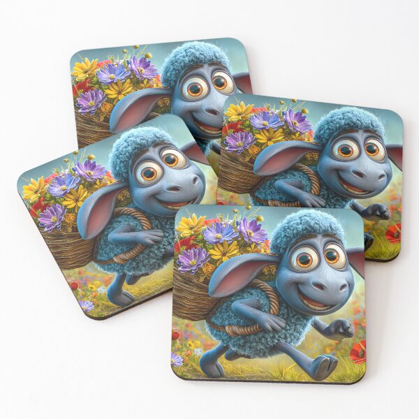 Item preview, Cheerful Blue Sheep Carrying a Flower Basket designed and sold by Artessie.