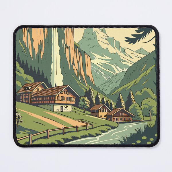 Item preview, Lauterbrunnen Switzerland – Retro Travel Poster Design designed and sold by MAGICKEY2024.