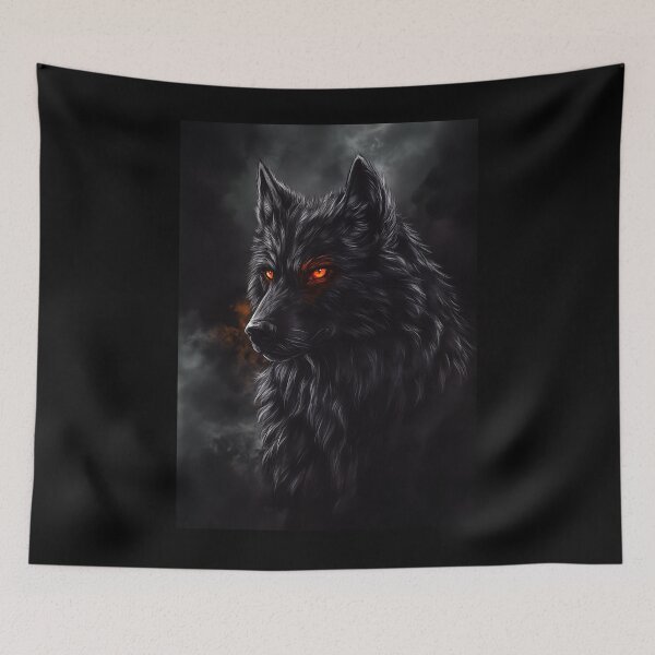 Item preview, Fenrir - Black Wolf with Glowing Eyes designed and sold by PetsArt.