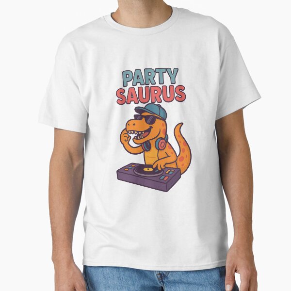 Artikel-Vorschau von Party Saurus – DJ Dino Cartoon T-Shirt Design, designt und verkauft von Khayallab .