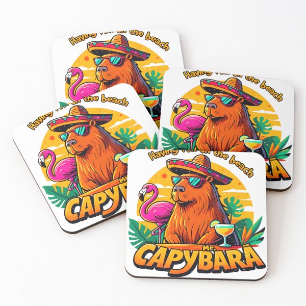 Item preview, Capybara on Holiday – Funny Sunset & Cocktail Vibes designed and sold by majesty-prints.