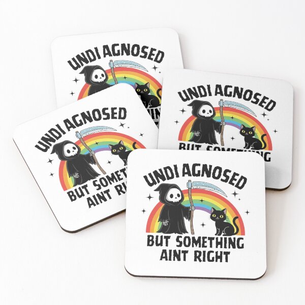 Item preview,  Undiagnosed but somethin aint right funny Grim black cat Mental health humor designed and sold by MotivaChic.