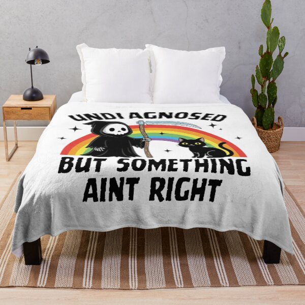 Item preview, Undiagnosed but somethin aint right funny Grim black cat Mental health humor designed and sold by MotivaChic.