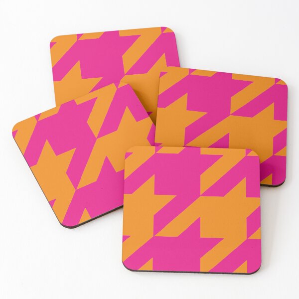 Item preview, Houndstooth in pink and orange designed and sold by Karierteblume.