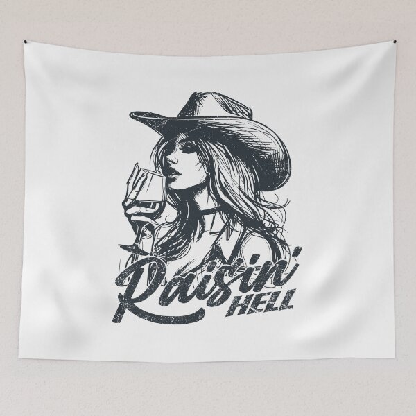 Item preview, Raisin' Hell Funny Western Cowgirl Wine designed and sold by Jcat7.