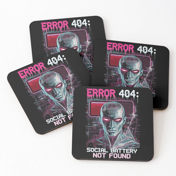 Item preview, ERROR 404: Social Battery Not Found – Glitch Aesthetic Cyber T-Shirt designed and sold by adolfobusmente.