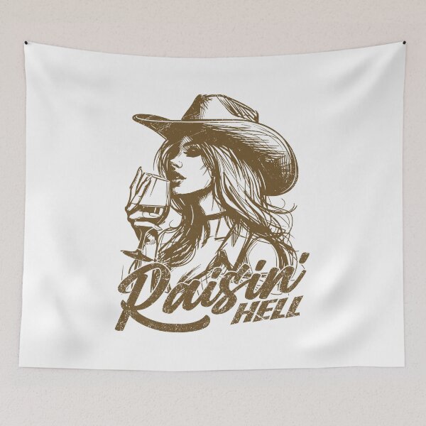 Item preview, Raisin' Hell Funny Western Cowgirl Wine designed and sold by Jcat7.