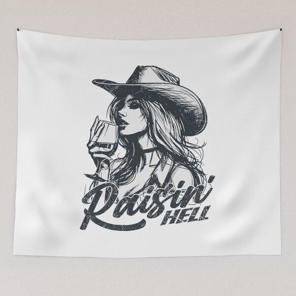 Item preview, Raisin' Hell Funny Western Cowgirl Wine designed and sold by Jcat7.