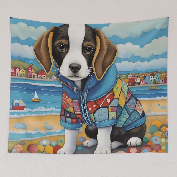 Item preview, Puppy walking at an English seaside designed and sold by Colin Bentham.