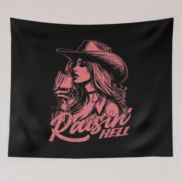 Item preview, Raisin' Hell Funny Western Cowgirl Wine designed and sold by Jcat7.