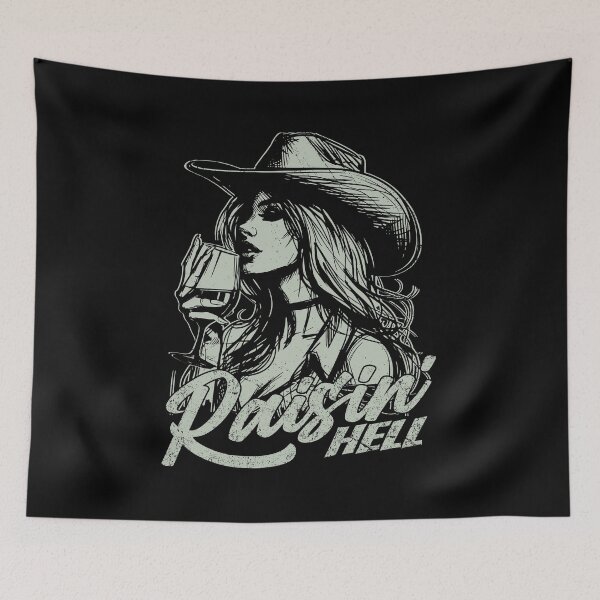 Item preview, Raisin' Hell Funny Western Cowgirl Wine designed and sold by Jcat7.
