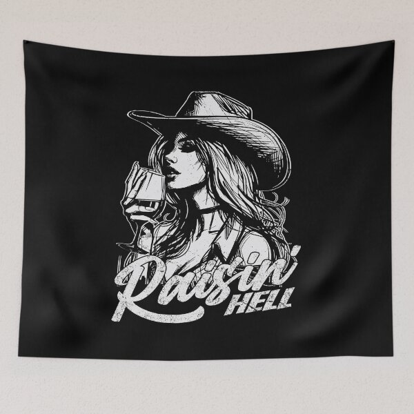 Item preview, Raisin' Hell Funny Western Cowgirl Wine designed and sold by Jcat7.