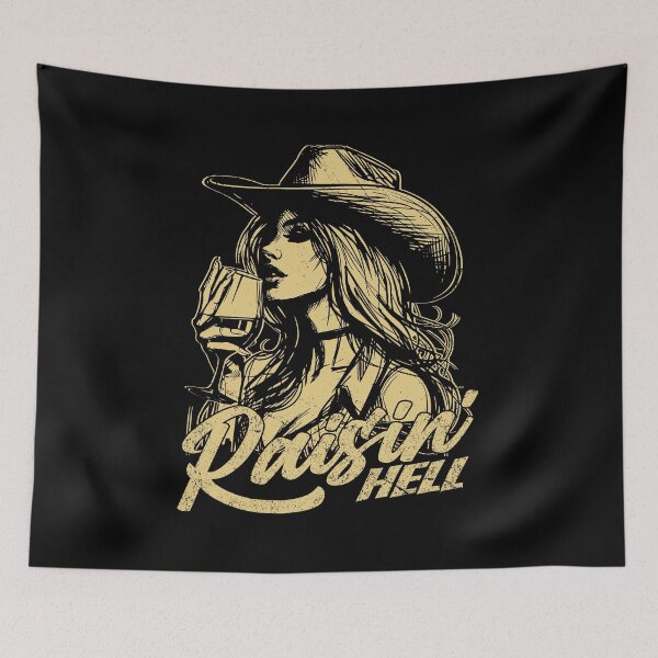 Item preview, Raisin' Hell Funny Western Cowgirl Wine designed and sold by Jcat7.