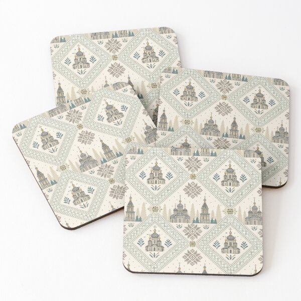 Item preview, Slavic Folk Art Seamless Pattern with Orthodox Churches. designed and sold by RGShirtWorks.