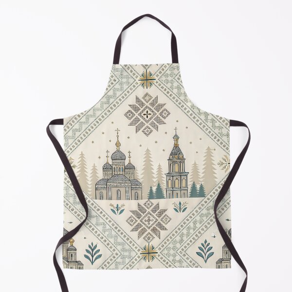 Item preview, Slavic Folk Art Seamless Pattern with Orthodox Churches. designed and sold by ML-Media.