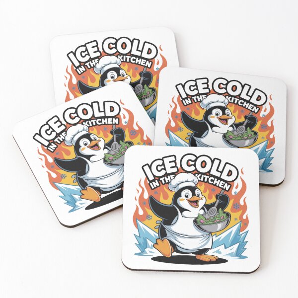 Item preview, Ice Cold in the Kitchen – Penguin Chef Fire Ice Humor designed and sold by ArtByYunus.