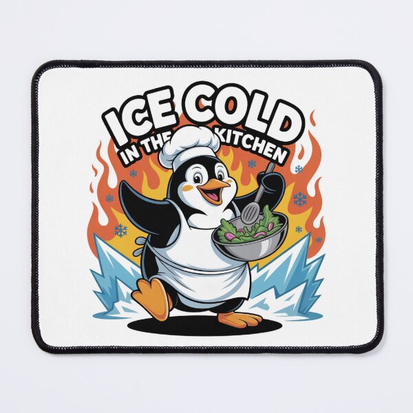 Item preview, Ice Cold in the Kitchen – Penguin Chef Fire Ice Humor designed and sold by ArtByYunus.