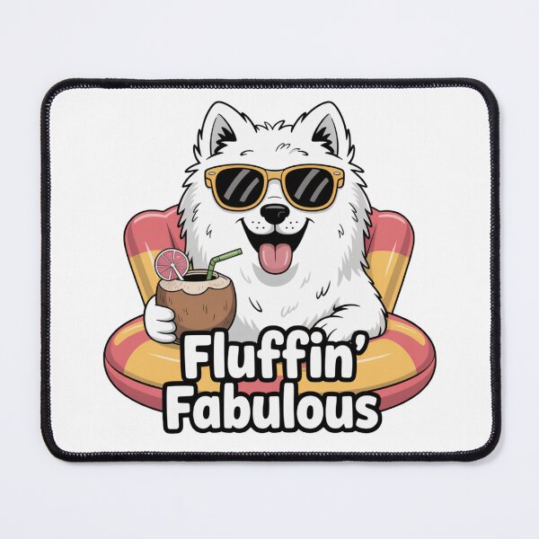 Item preview, Fluffin' Fabulous – Cool Samoyed Dog with Coconut Drink designed and sold by ArtByYunus.