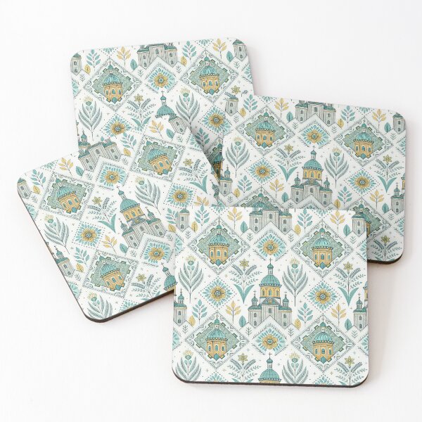Item preview, Ukrainian Folk Art Seamless Pattern with Orthodox Church and Flowers. designed and sold by RGShirtWorks.