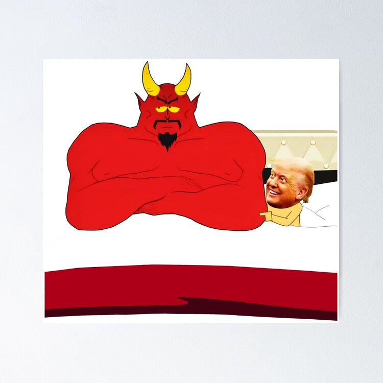Trump in bed with the Devil Art Print