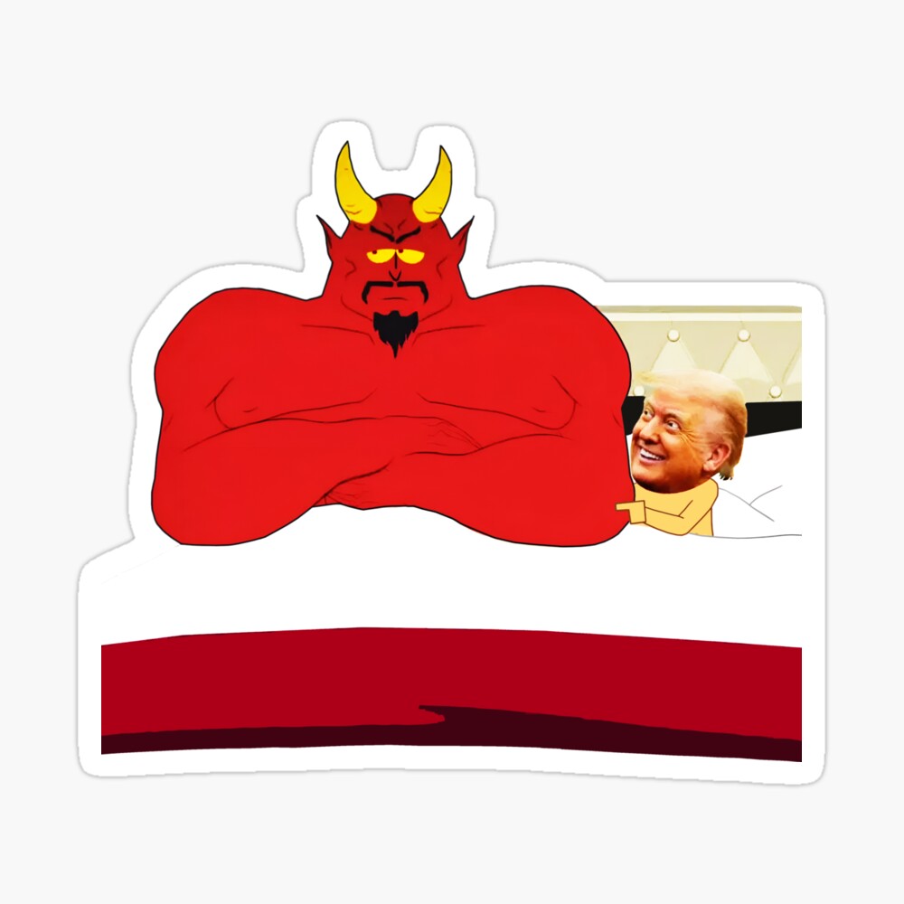 Trump in bed with the Devil Art Print