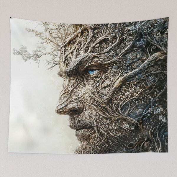 Item preview, “Tree Spirit Face” – Surreal Nature Portrait Art designed and sold by ReachForArt.