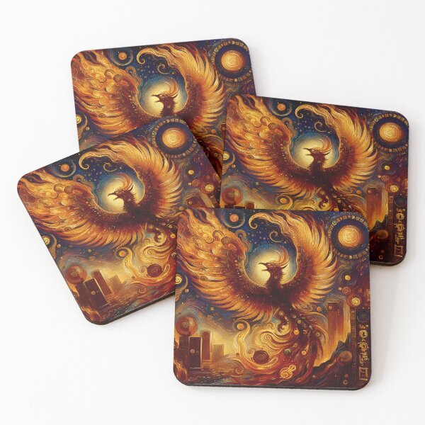 Item preview, Phoenix from the Flames | Mythical Firebird Wall Art designed and sold by Stoneflower-Art.