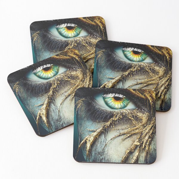 Item preview, Golden Gaze: Mystic Eye Portrait Art designed and sold by ReachForArt.