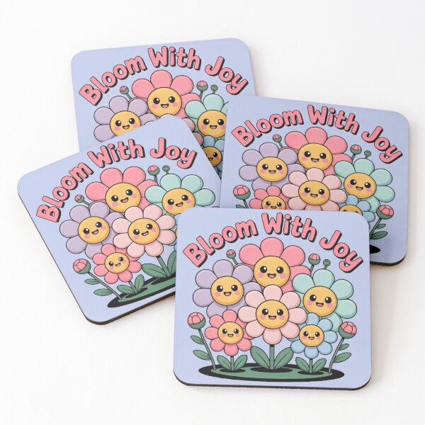 Item preview, Bloom With Joy – Cute Kawaii Pastel Flowers with Smiley Faces designed and sold by Tidarat-27.