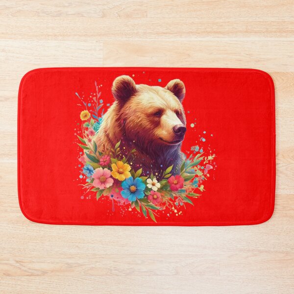 Item preview, A beautiful gray bear in spring style with colorful leaves and flowers. designed and sold by Marcoshop10.