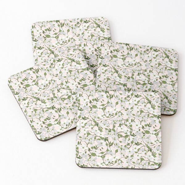 Item preview, Dogwood Blossoms on Pale Pink ffebe5 Half-drop designed and sold by Art in My Loft.