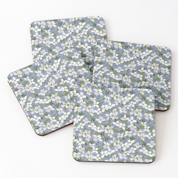 Item preview, Dogwood Blossoms on Blue 8a97bc Half-drop designed and sold by Art in My Loft.