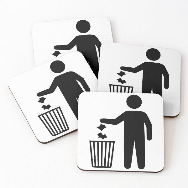 Item preview, Stick Figure Throwing Trash into Bin Silhouette designed and sold by AFernandesDSG.