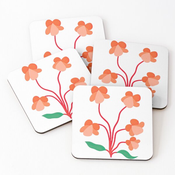 Item preview, Whimsical Red-Stem Orange Flower Cluster Illustration designed and sold by ArtfulWeave.